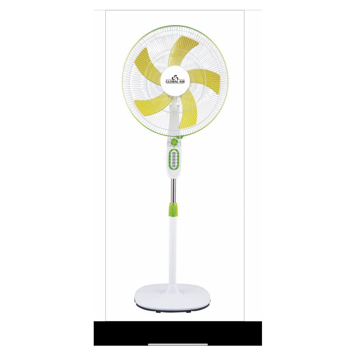 Ventilateur sur pied Global Air à pales colorées (Blanc et vert)