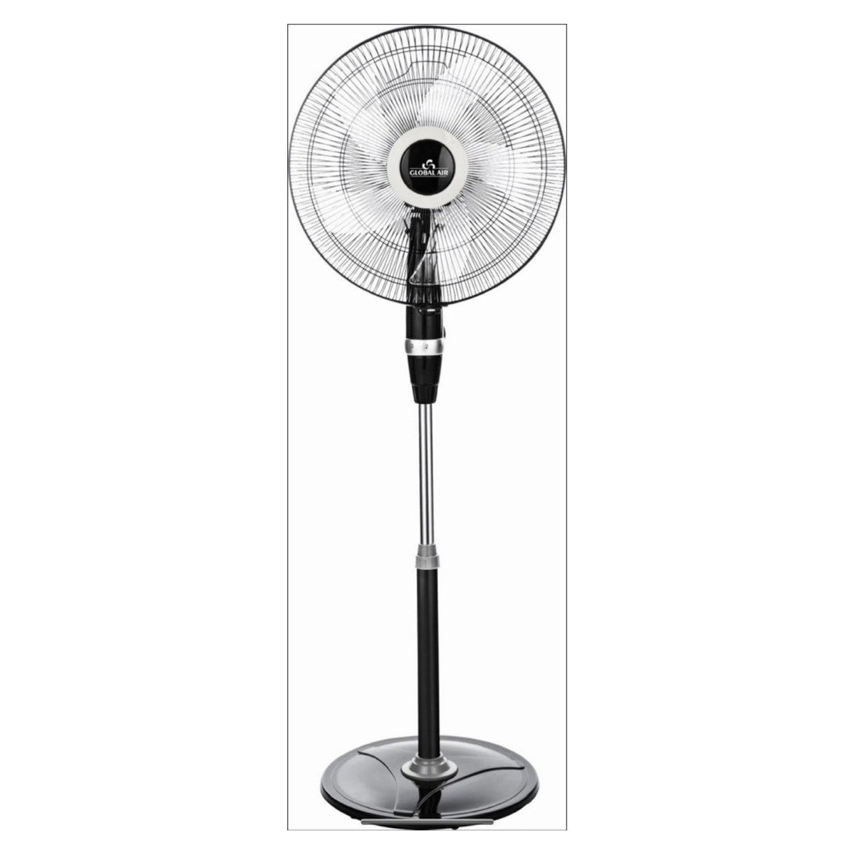 Ventilateur sur pied Global Air grille chromée (Noir)