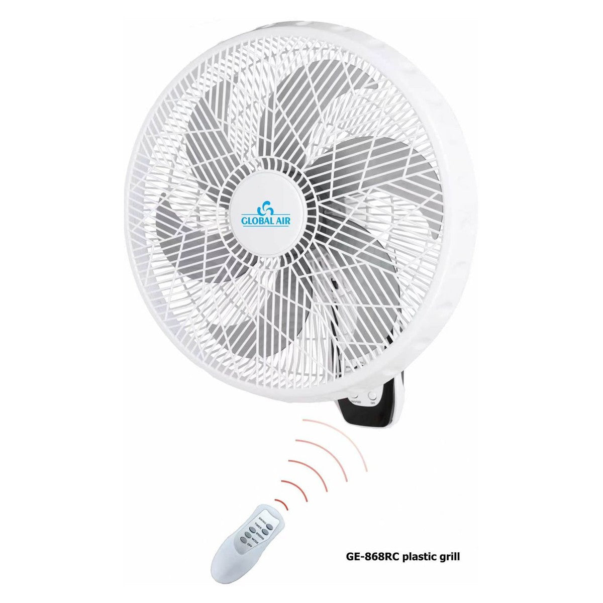Ventilateur mural Global Air GE-868RC avec télécommande (Blanc)