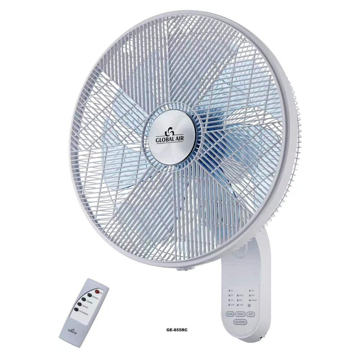 Ventilateur mural Global Air GE-855RC avec télécommande (Blanc)