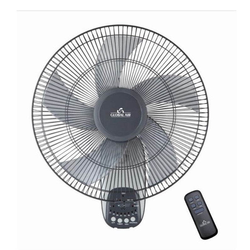 Ventilateur mural Global Air avec télécommande et minuterie (Gris)